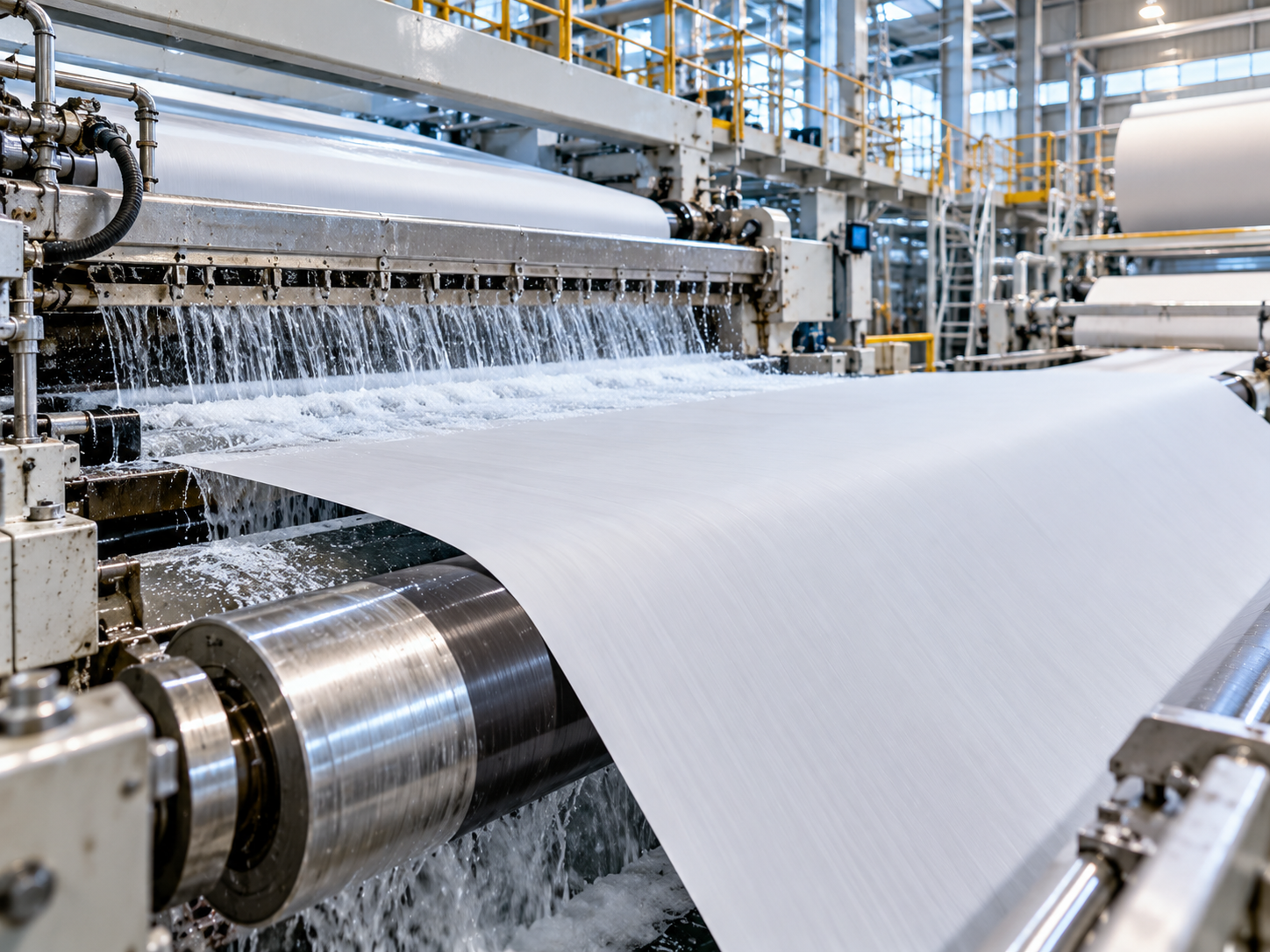 Machine à papier industrielle en fonctionnement